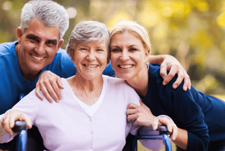 Couple with their elderly parent